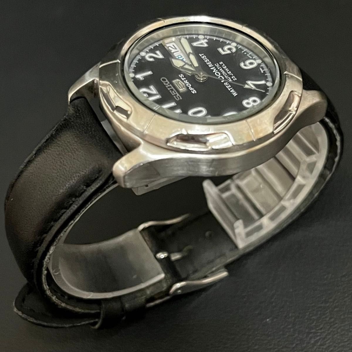 SEIKO 5 Sports 7S36-00B0 38mm See-Through Back 10ATM MORELLATO Leather Strap