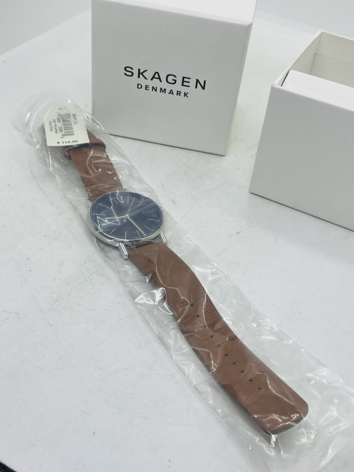 Skagen Denmark Men’s Leather Blue Brown Carmel Genuine Leather SKW6355 Watch