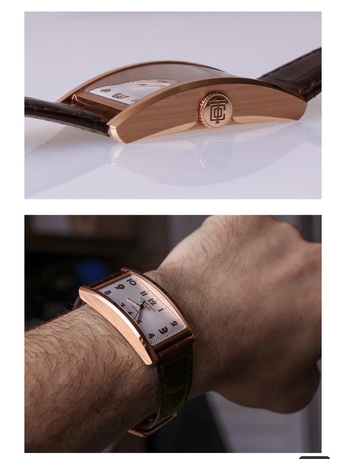 Tiffany&Co 18k Rose solid gold East West ,Men’s,Excellent condition ,Size28x46mm