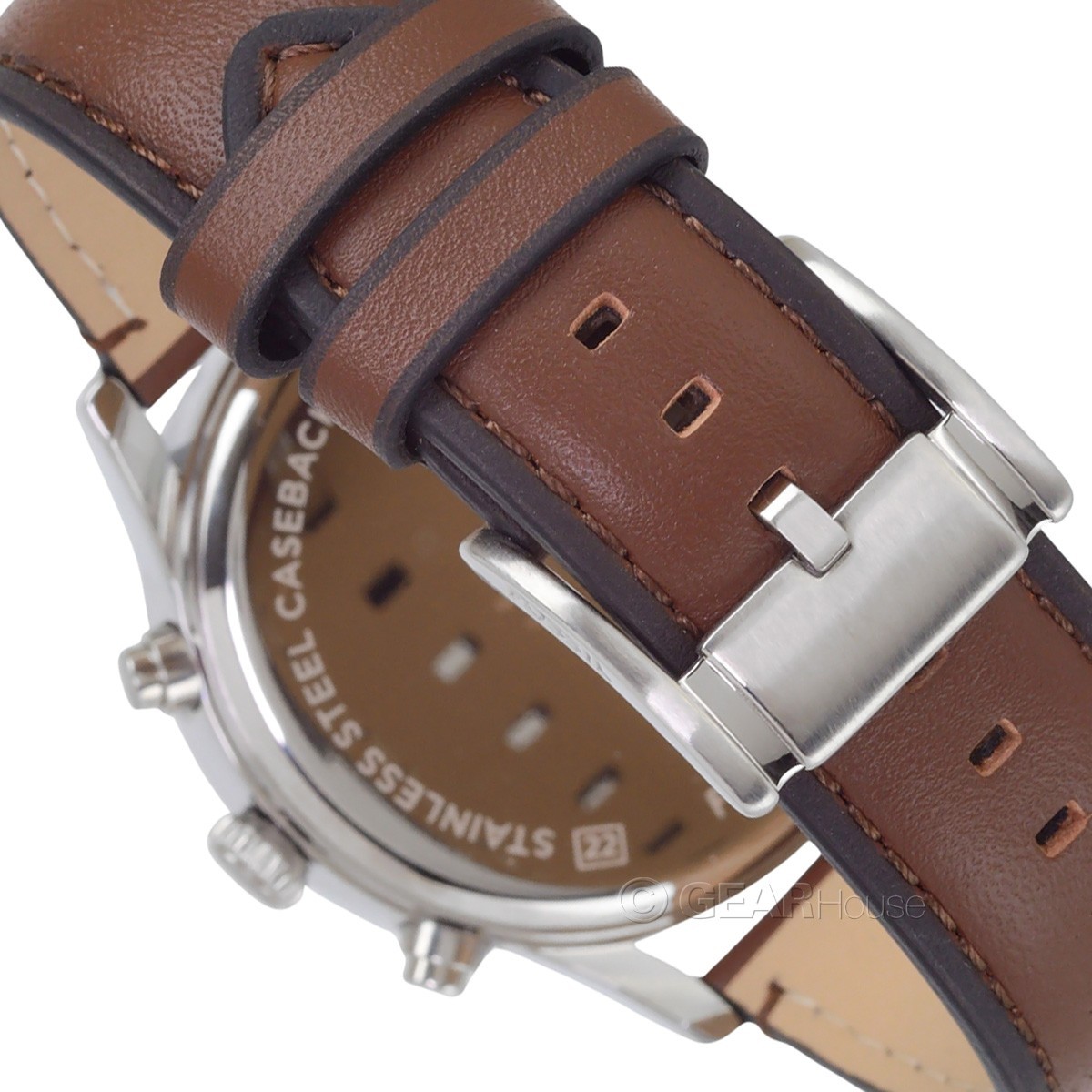 FOSSIL Bennett Mens Multifunction Watch Cream Dial Day Date, Brown Leather Strap