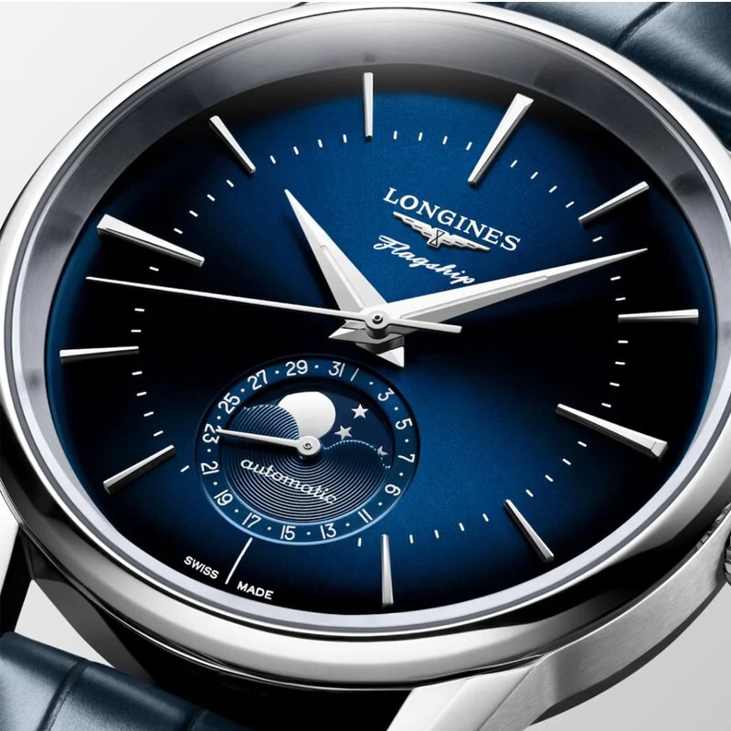 New Longines Flagship Heritage 38.5mm Moonphase Blue Dial Men’s Watch L48154922