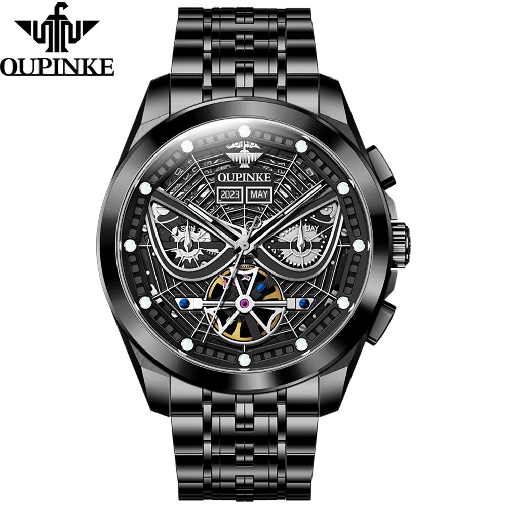 Automatic Mechanical Watch Waterproof Skeleton Luxury Dial Men Men’s Strap