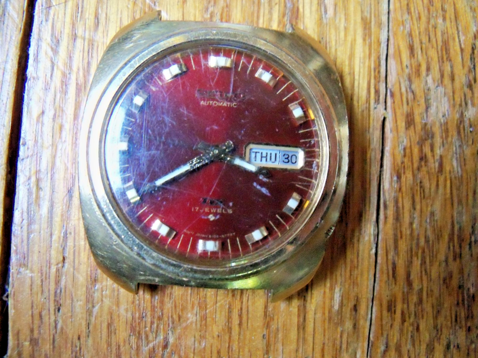 Vintage Burgundy Seiko DX Cushion Day-Date Automatic Men’s Watch 1970’s RARE