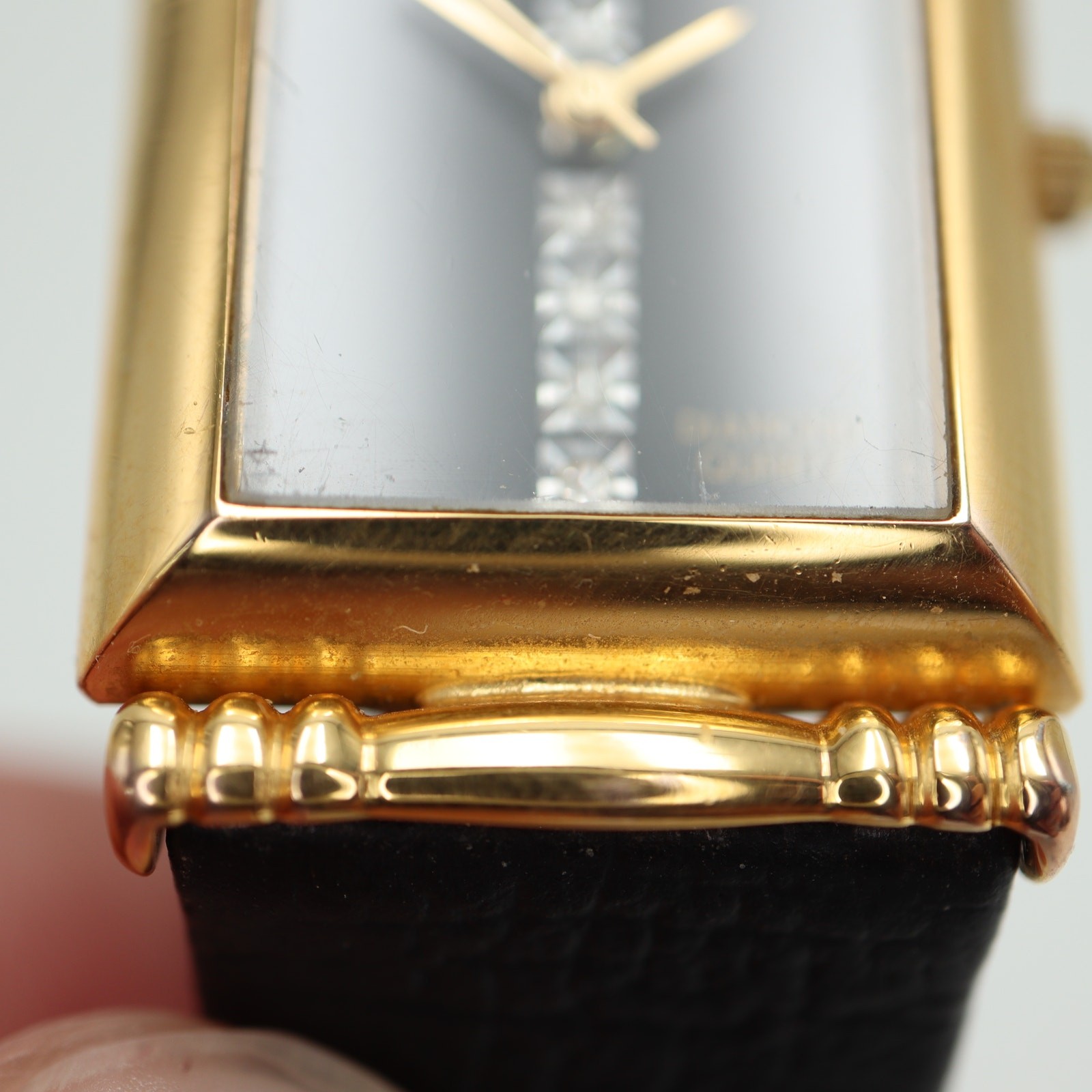 Vintage Benrus Diamond Tank Black Gold Tone 22mm Womens Watch w New Battery