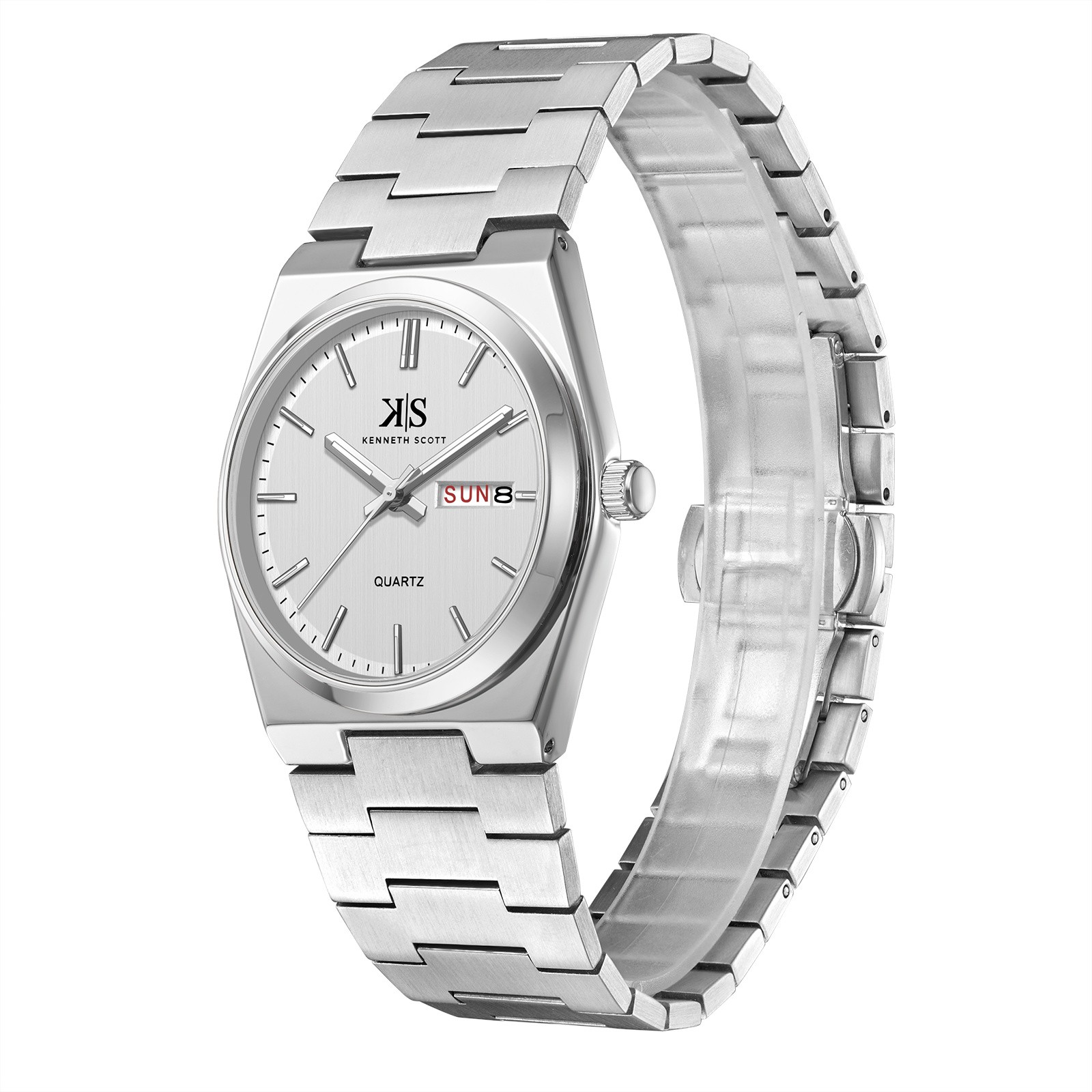 Kenneth Scott Men’s Analog Watch | White Dial, 40mm, 30 m (3 ATM)