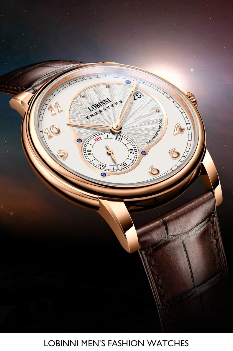 LOBINNI Men Automatic Watch 40mm Mechanical Wristwatch Hangzhou 5000 Micro Rotor