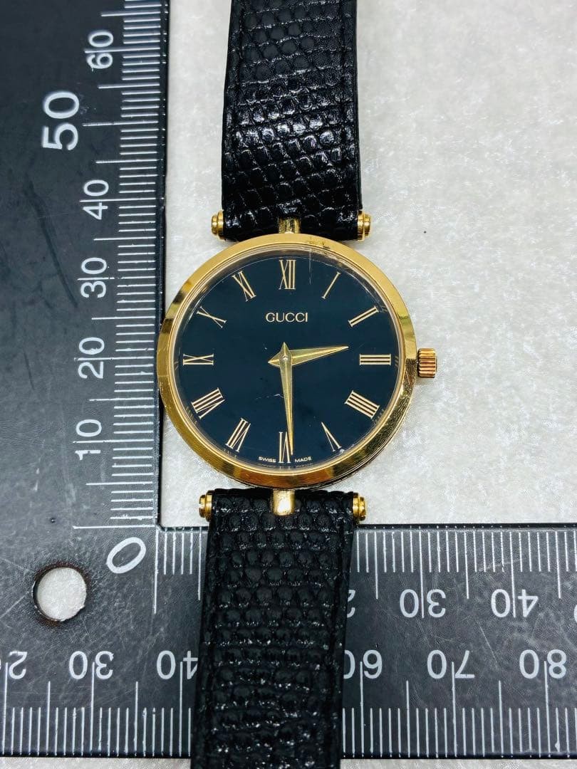 T7) Vintage GUCCI Sherry Line Black Dial Watch