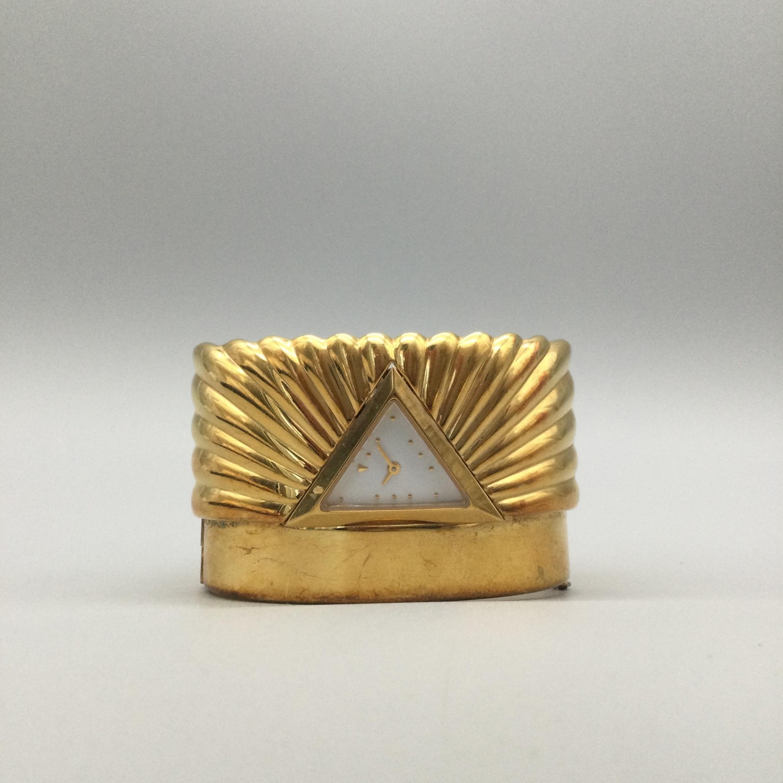 Vintage Franklin Mint Watch Womens 40mm Triangular Dial Gold Tone New Battery