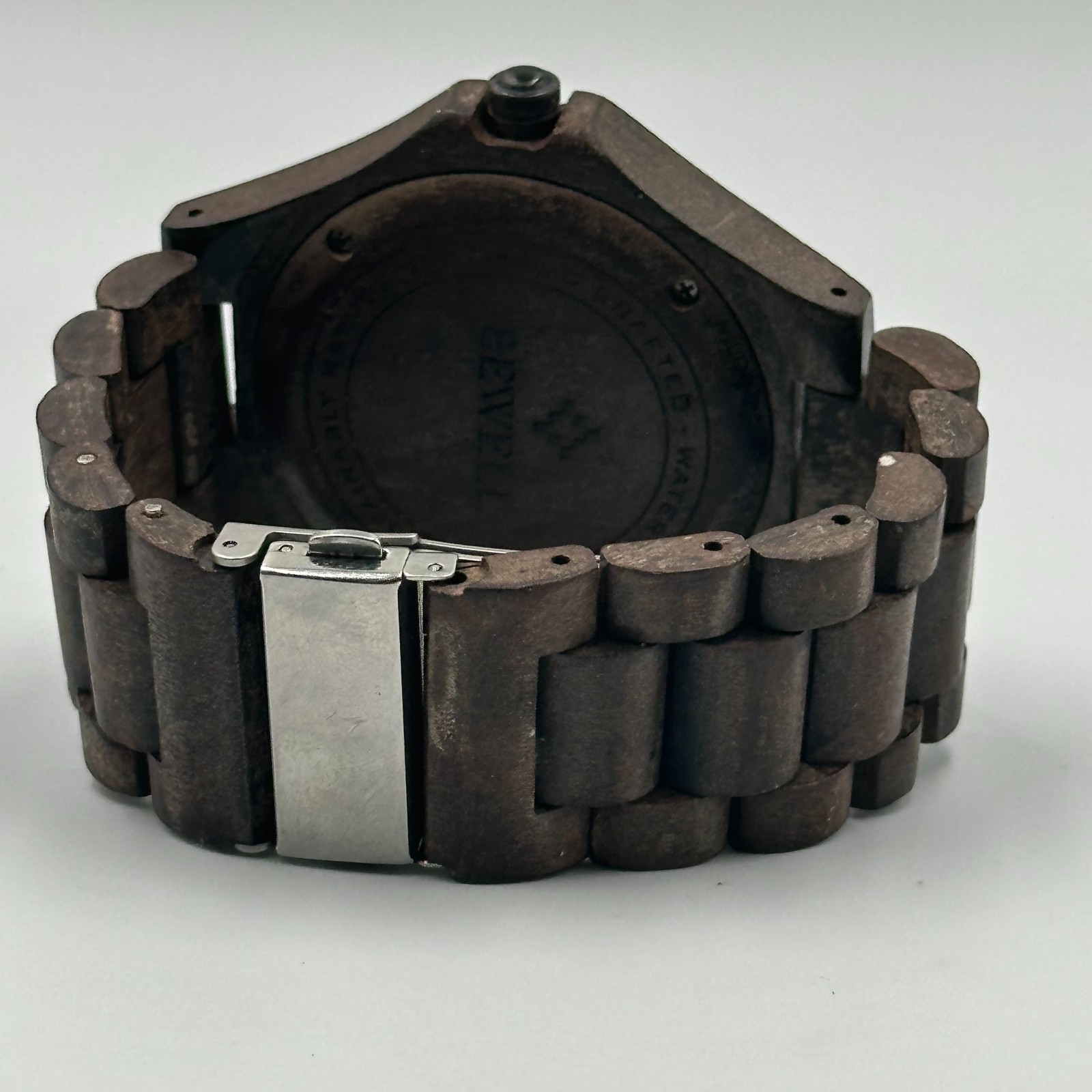 Bewell Thanatos Watch Men Dark Brown Wooden Date Window 47MM Dial New Battery