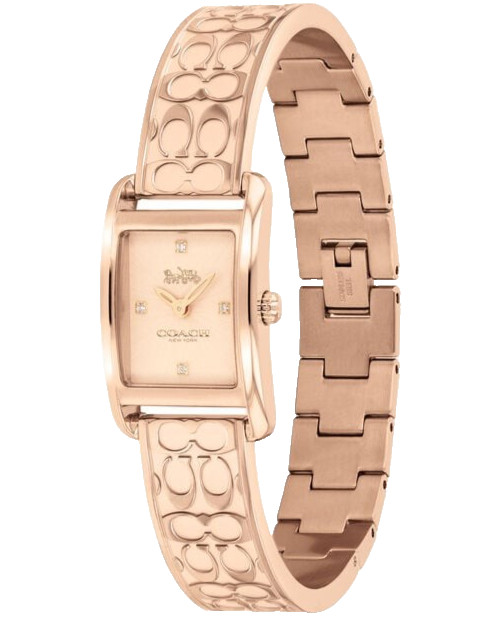 COACH ALLIE 14503382 ROSE GOLD LOGO DIAL STAINLESS STEEL BANGLE WOMEN’S WATCH