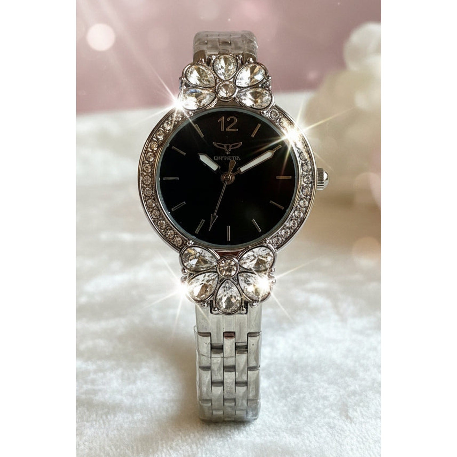 INVICTA WILDFLOWER 69112 BLACK DIAL 30mm STAINLESS STEEL QUARTZ WOMEN’S WATCH