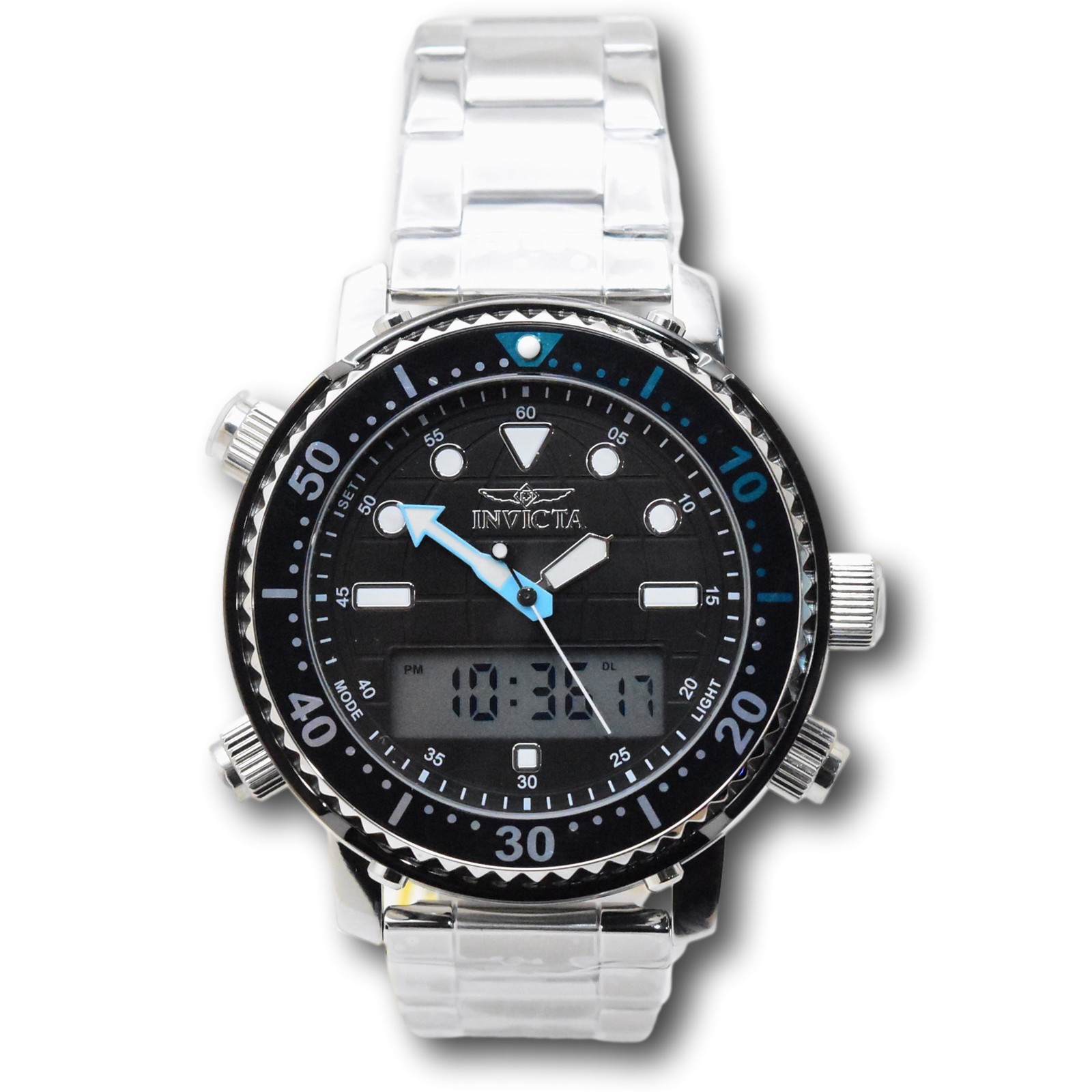 Invicta Pro Diver 46.5mm Men’s Stainless Ana-Digi Dual Time Watch 48370