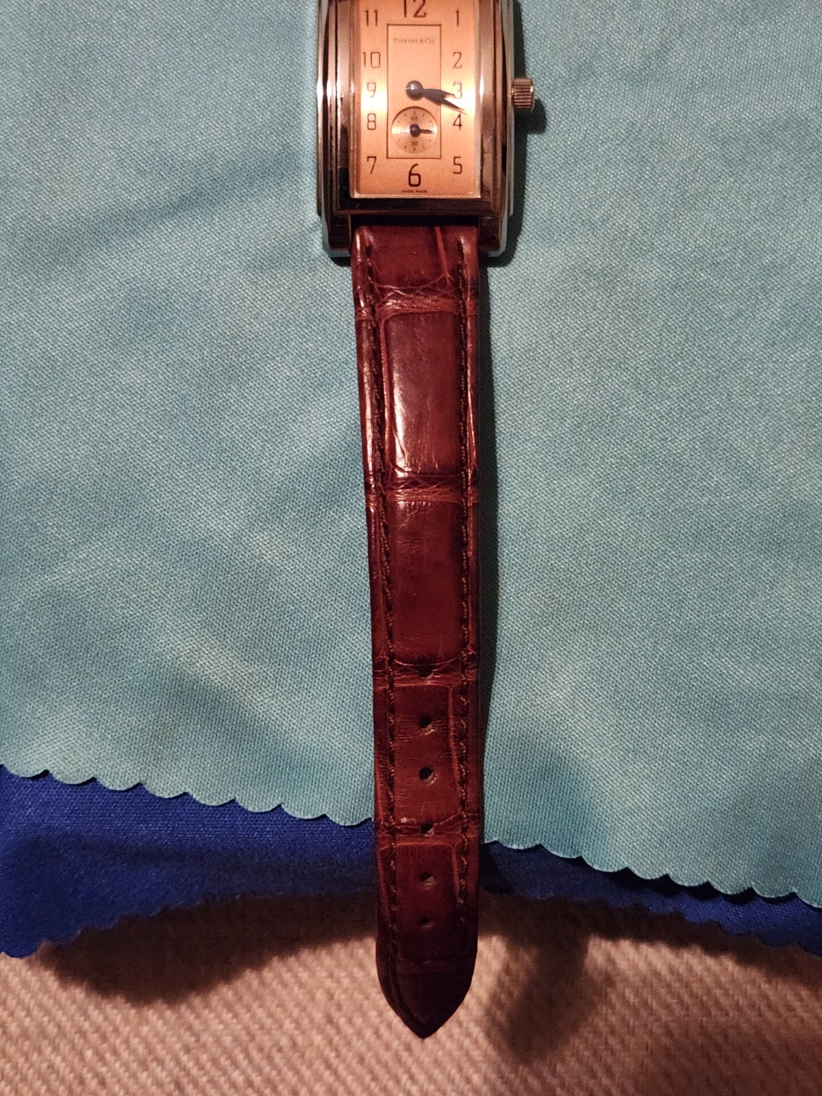 Tiffany’s Grand Ladies’ Swiss Made Quartz Watch Bronze Dial Crocodile Strap