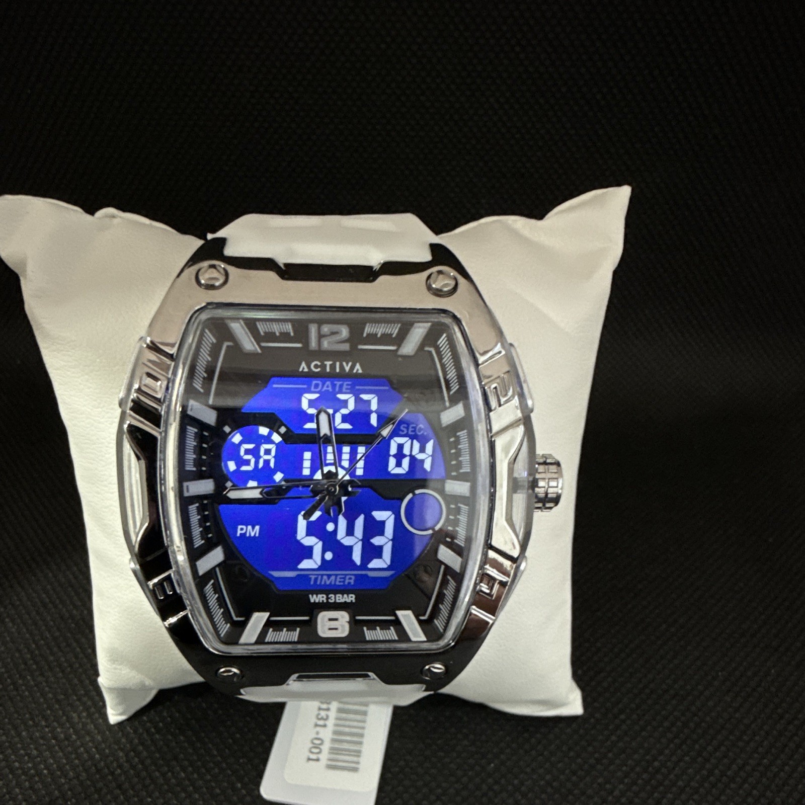 Activa invicta vensiz X-Digital Quartz 50mm Black Dial White Rubber Strap