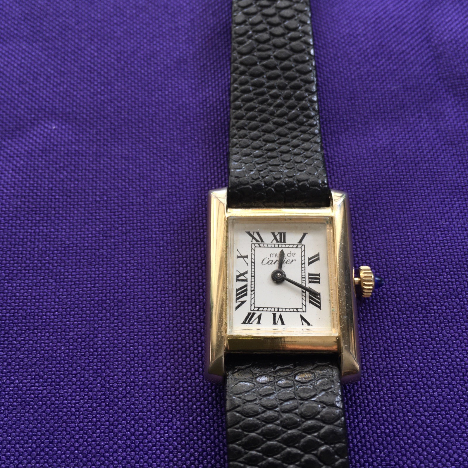 VTG Must de Cartier Tank Vermeil 18K Gold/925 Manual Women Watch Original Buckle