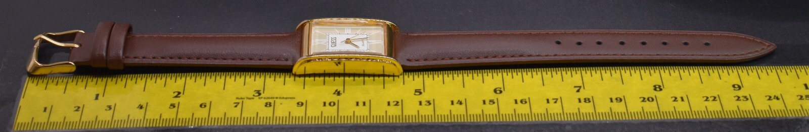Vtg GUESS 1987 Tank Roman Numeral Watch Men Leather 80’s NEW BATTERY & BAND