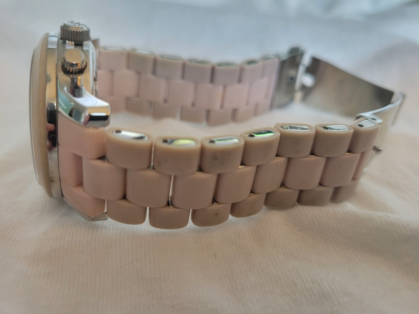 MICHAEL KORS WATCH PARKER ROSE MK5195 STEEL POLYCARBONATE LINKS NEEDS BATTERY