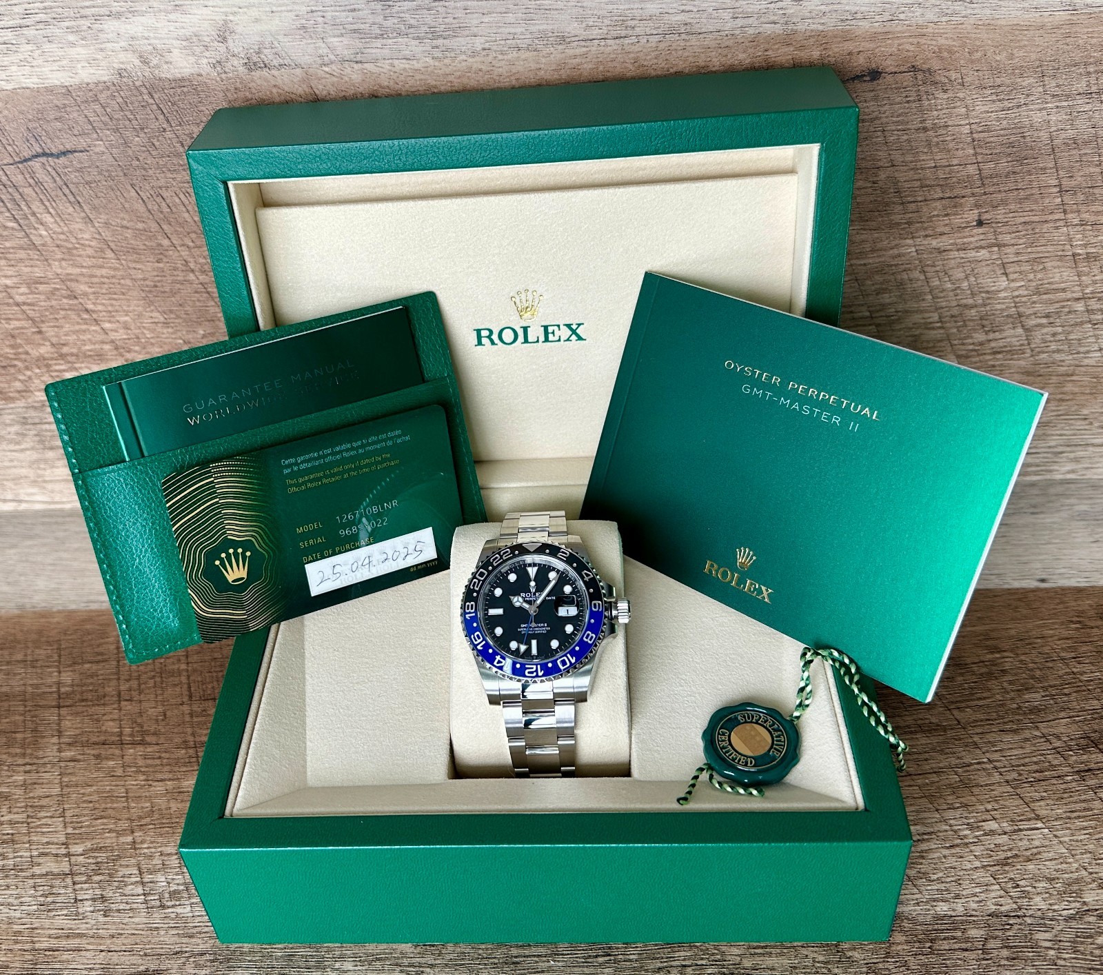 2025 ROLEX GMT-MASTER II “BATMAN” 126710BLNR FULL SET New Style Green Rolex Box!