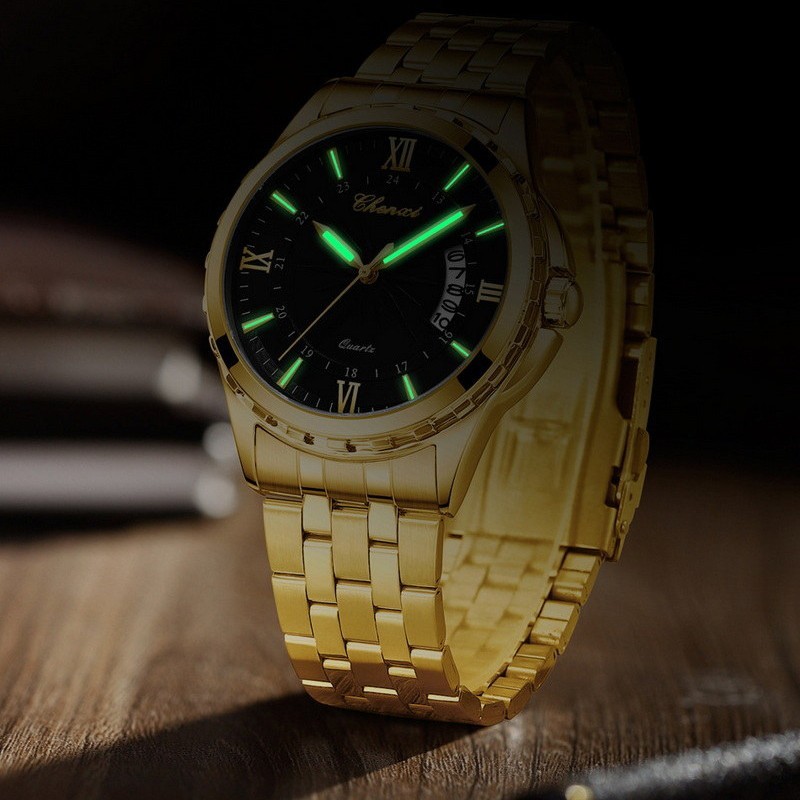 CHENXI Men’s Gold Business Day/Date Calendar Luminous Waterproof Quartz Watch