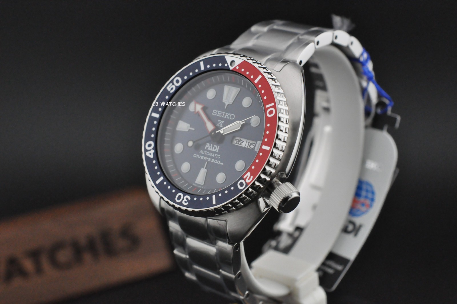 Seiko Padi Prospex Turtle Pepsi 45 mm Automatic Stainless Steel Watch SRPE99