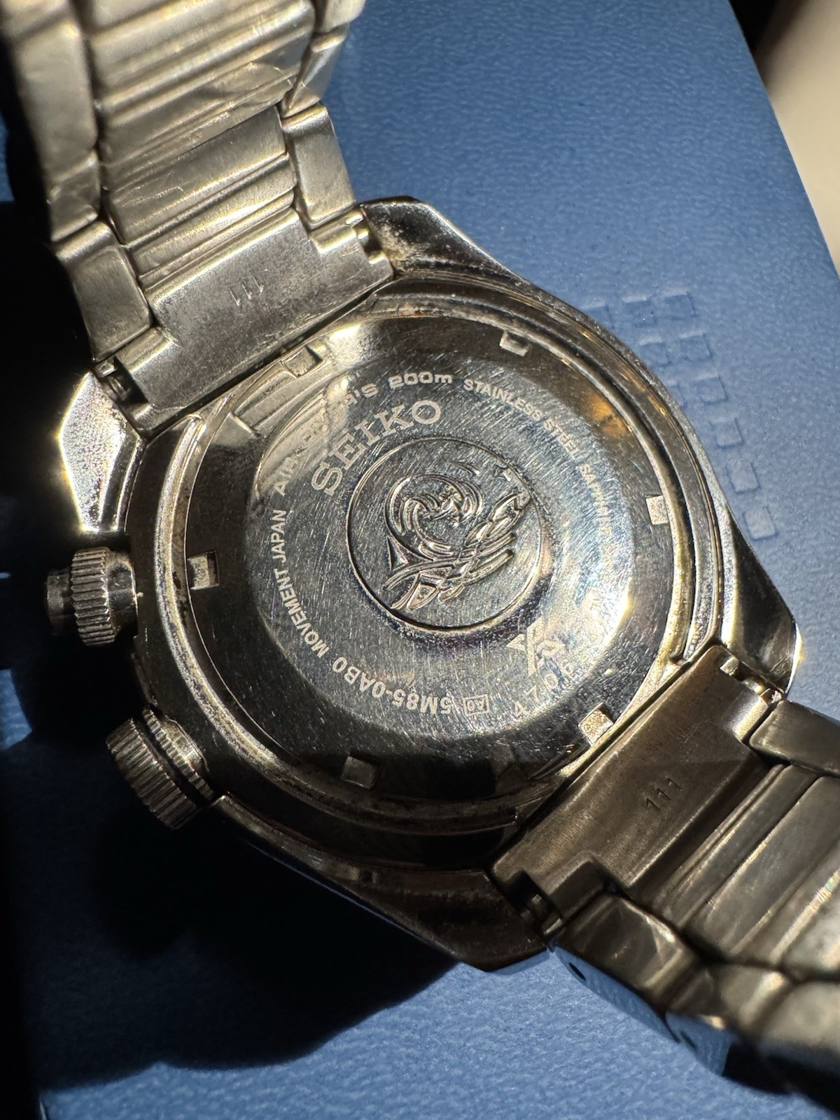 Seiko kinetic air diver Men’s Watch Black Dial Date Uni Rotating Bezel 200