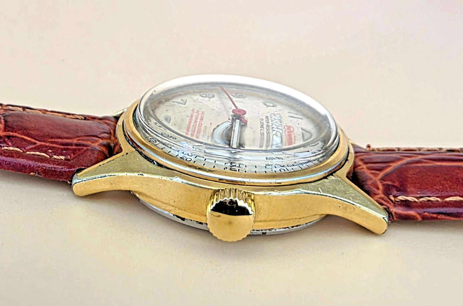 VTG Rare WAKMANN 709A Automatic 17 Jewel 1950 Swiss Incabloc 31mm Men Watch Runs