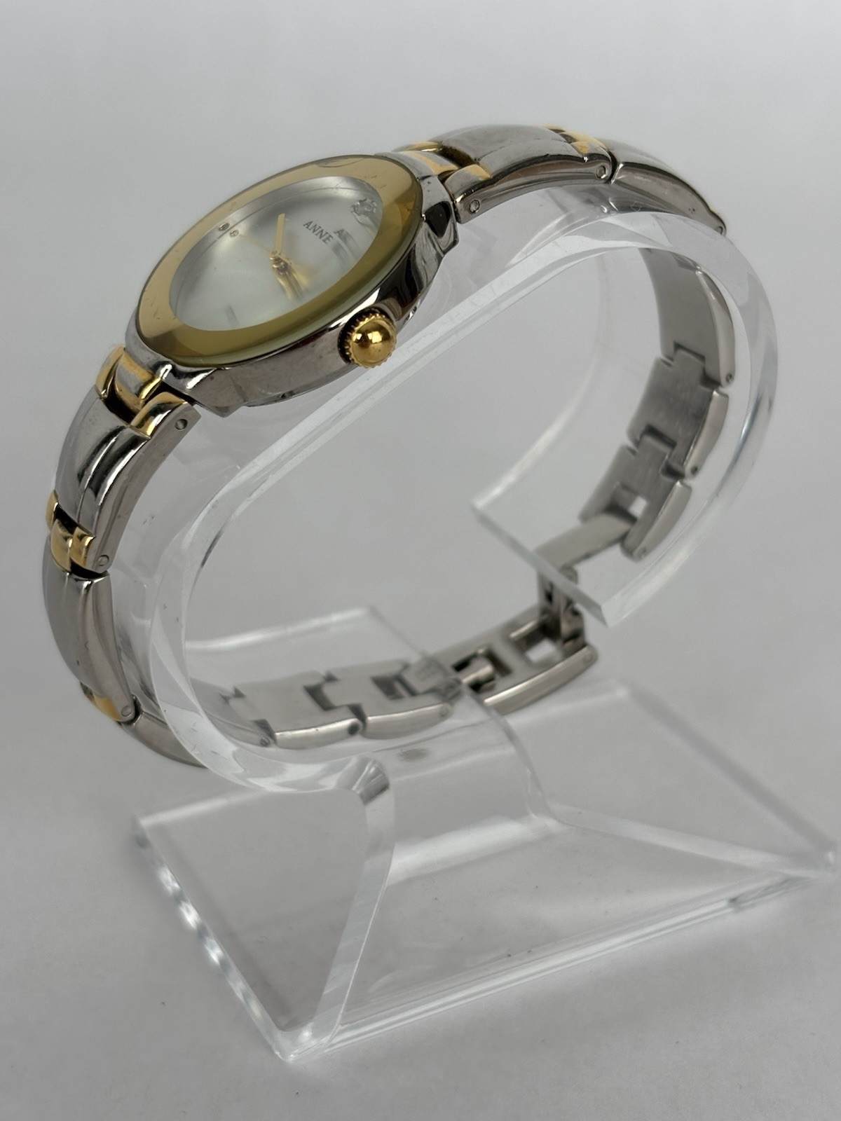 Anne Klein 10/8231 28mm Silver/Gold Tone Quartz Watch w/Bracelet & New Battery