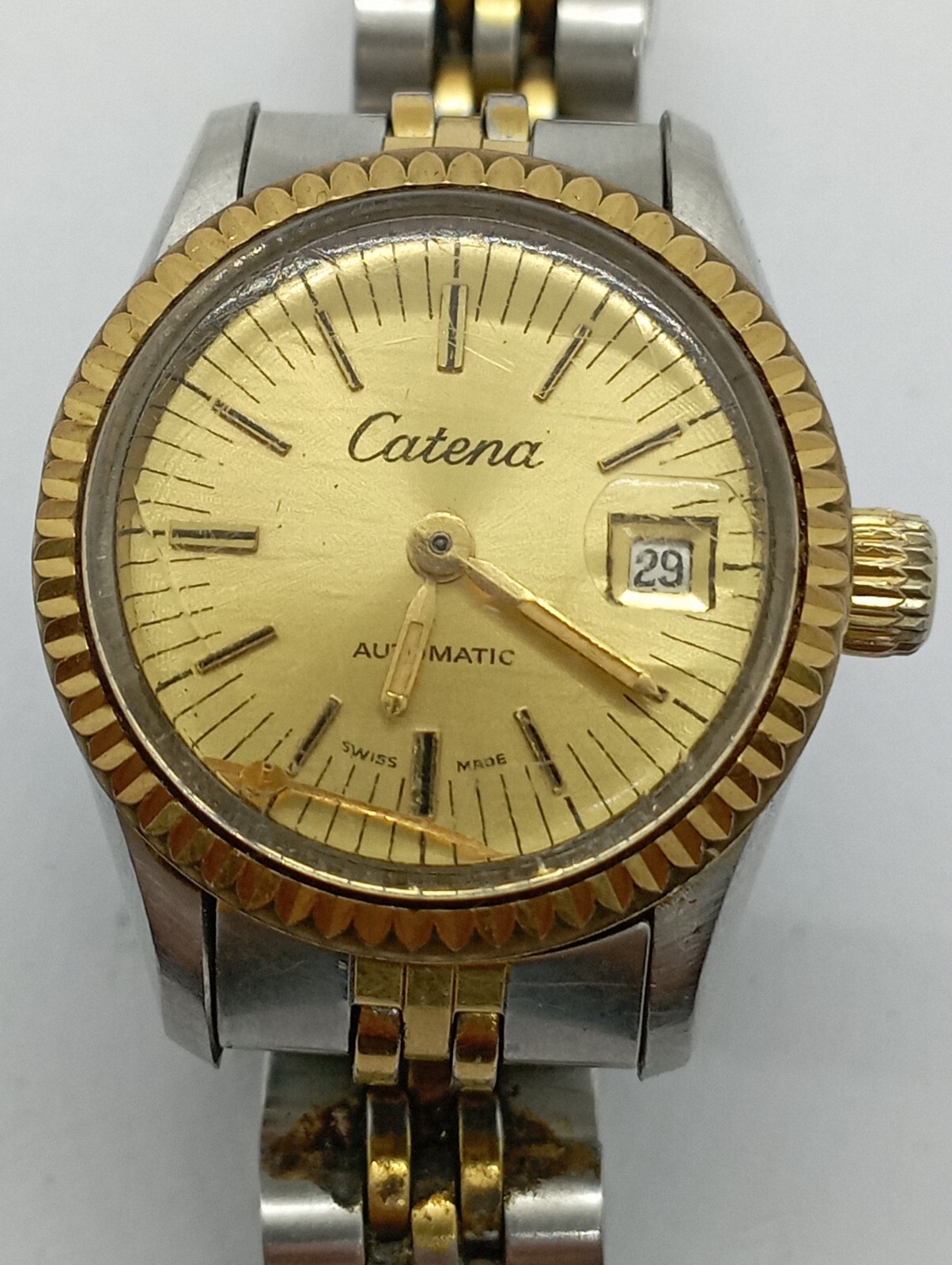 Vintage CATENA DIVER AUTOMATIC DATE JUST CROWN on Screw Original Bracelet Watch!