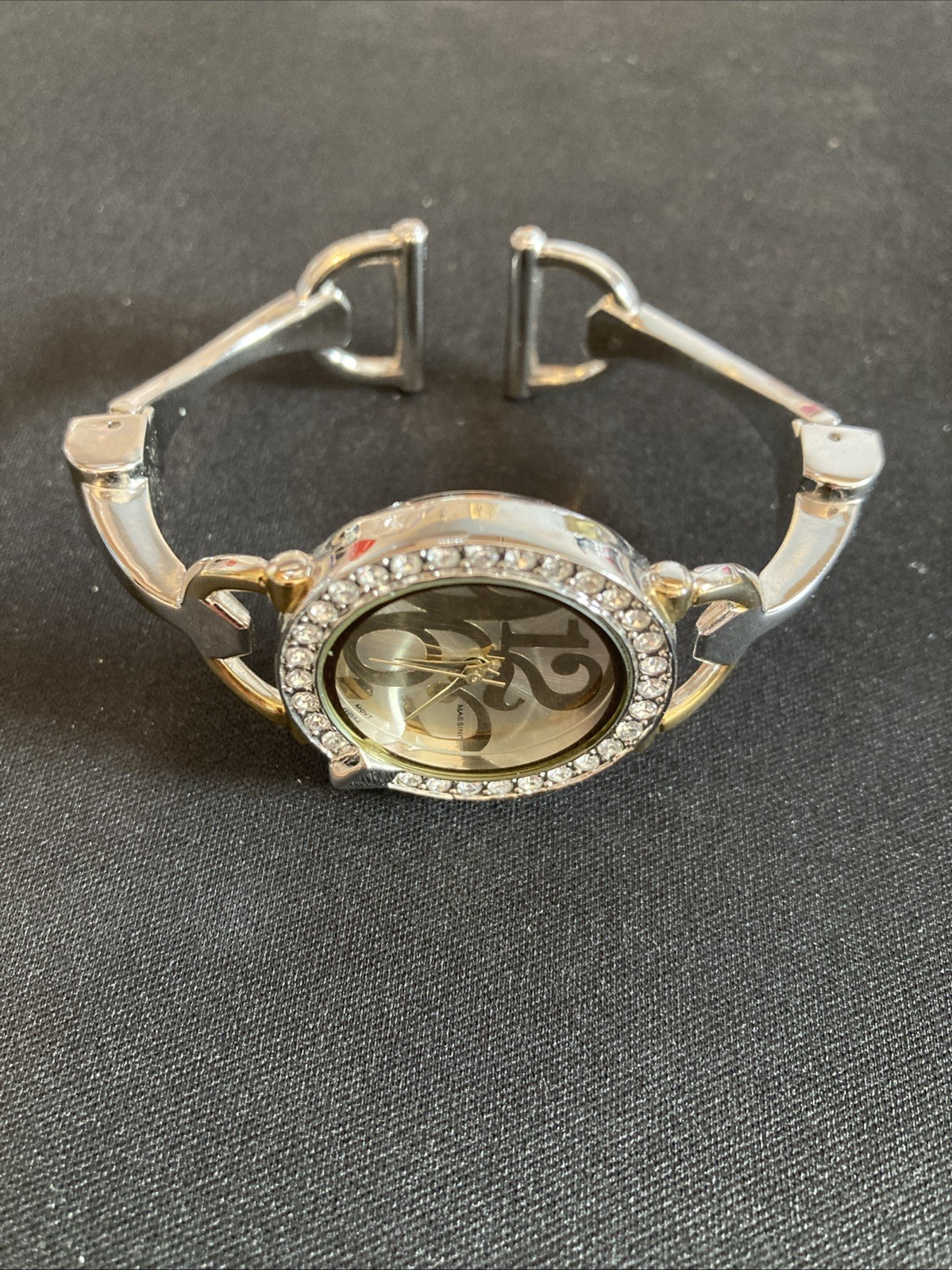 Massini MM809 Women’s Gold Silver Tone Bracelet Watch Large Numbers New Battery