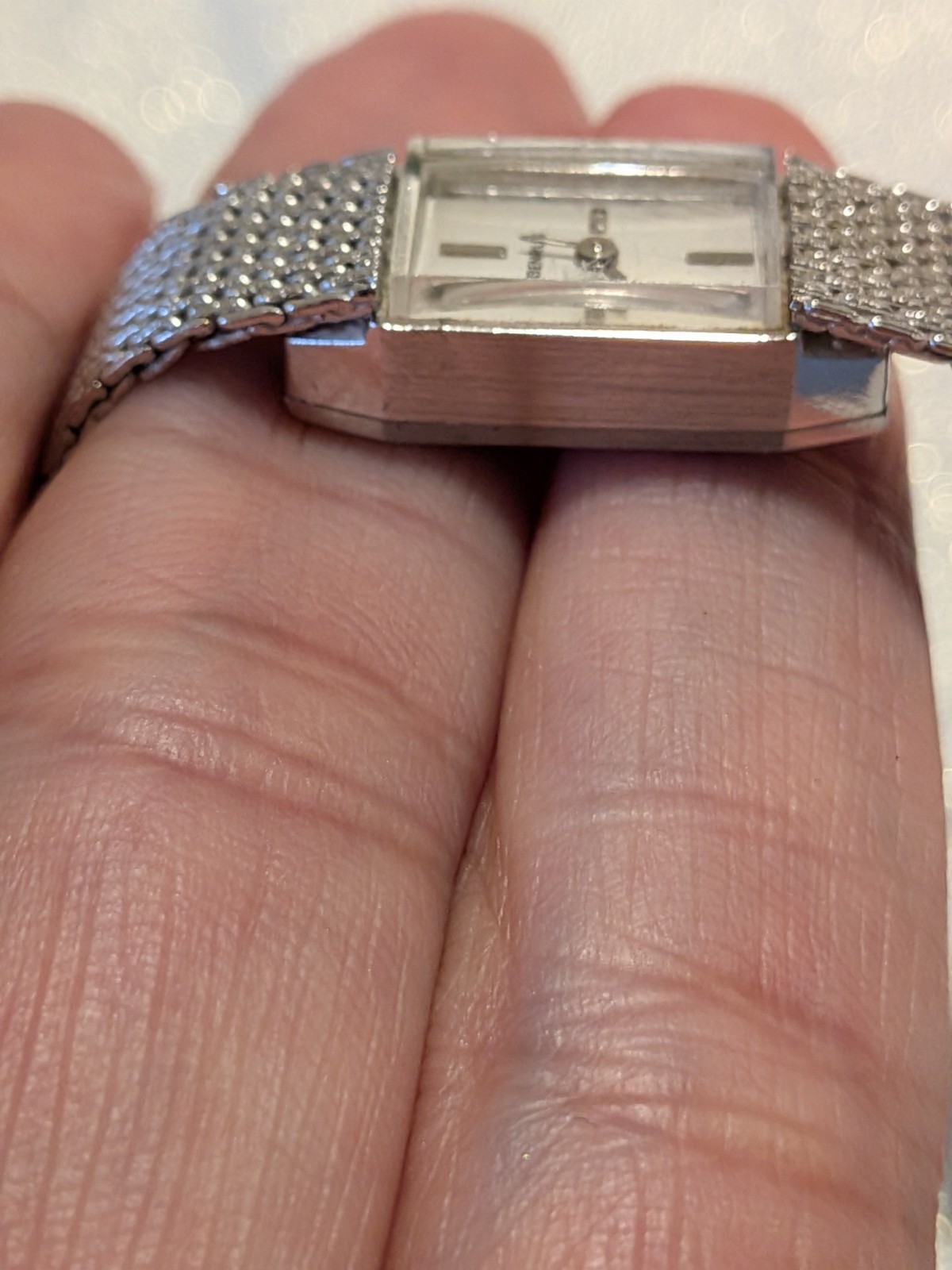 Vintage Benrus Swiss Made Ladies Manual Wind Rectangular Mesh Band Watch