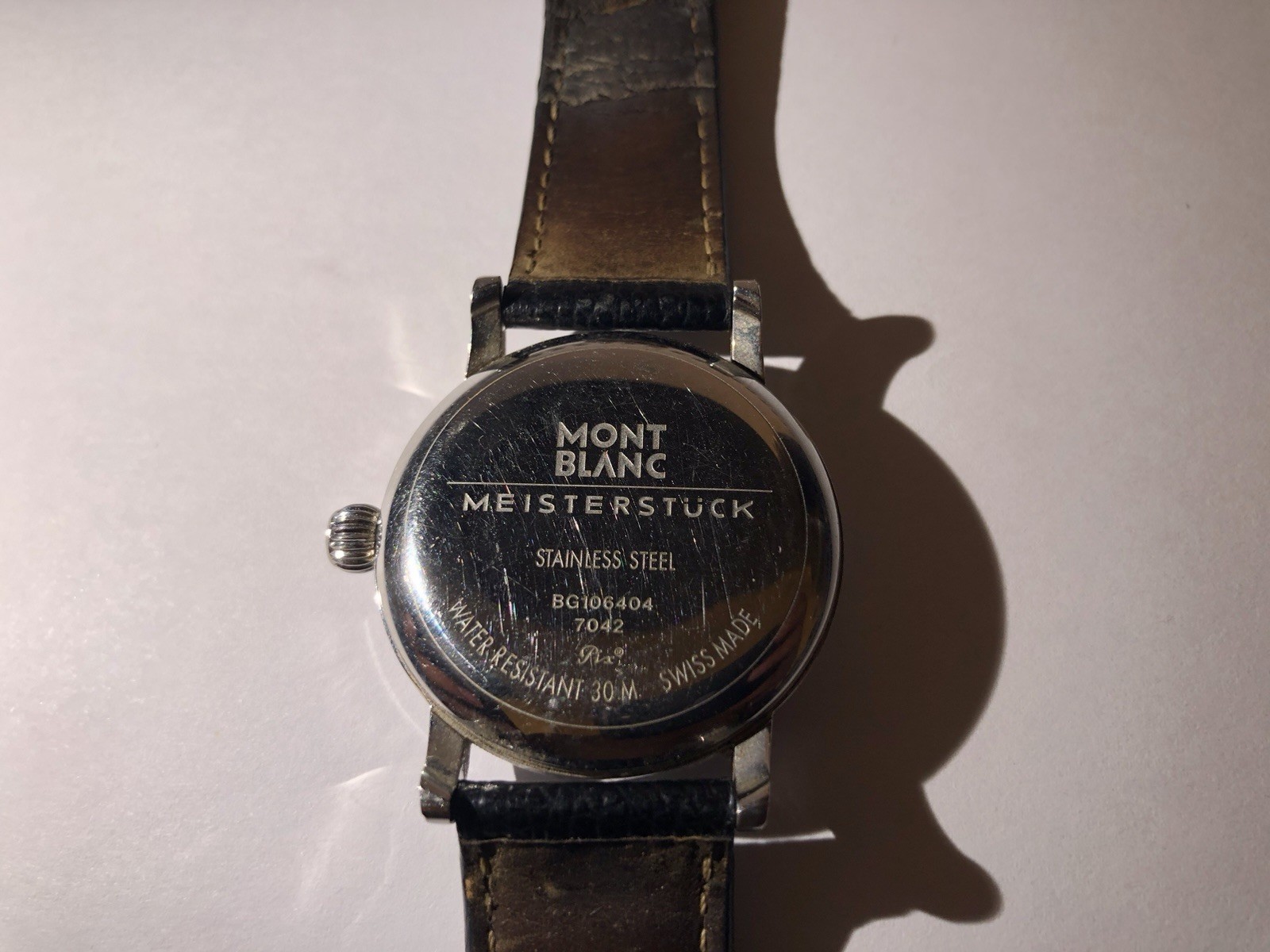 Montblanc Meisterstück Men’s Quartz Date 38mm SS Silver Dial Black Leather