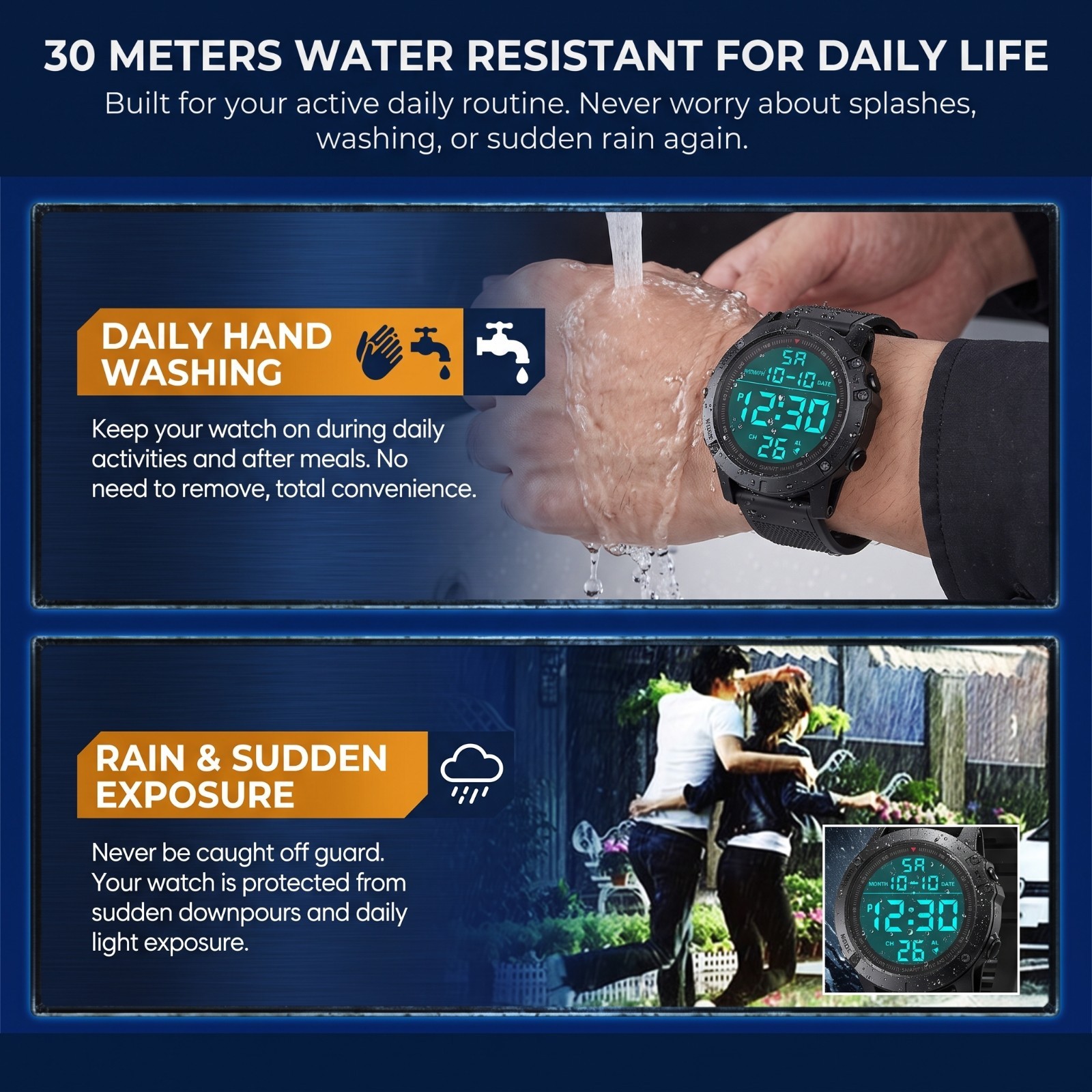 Waterproof Digital Sports Watch Military Tactical LED Backlight Wristwatch Men