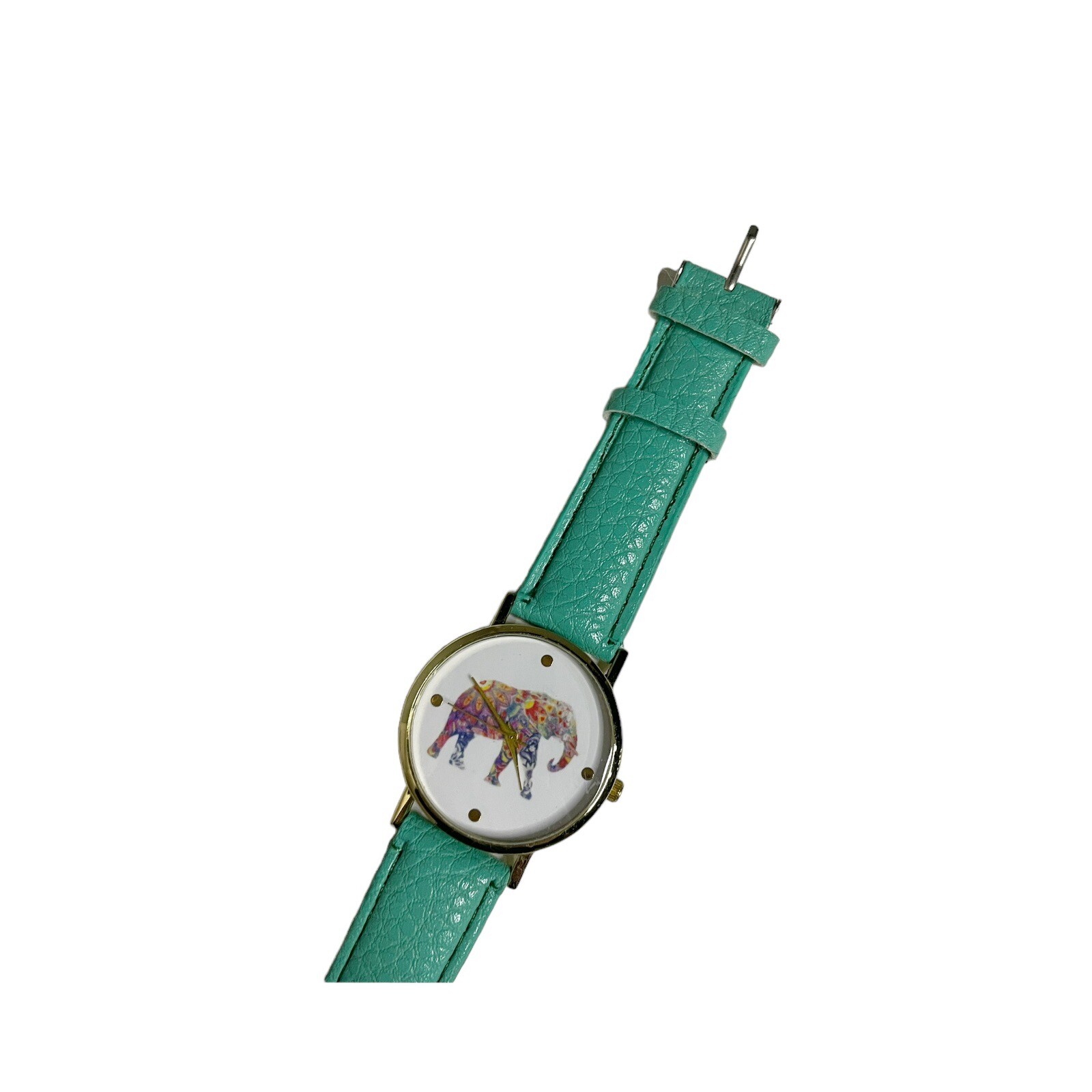 Teal Green Boho Faux Leather Elephant Watch Womens Casual