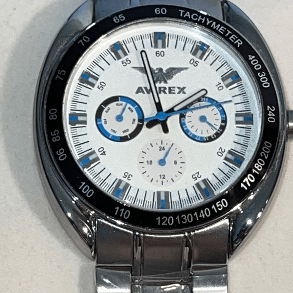 Avirex technical SilverTone vintage watch with blue accents new battery and NWT