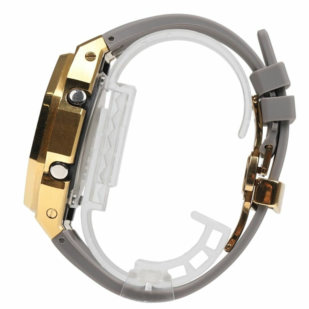 G-Shock GA2100 GA2110ET Metal Gray Custom Frosted Baguette CZ Bezel Rubber Band
