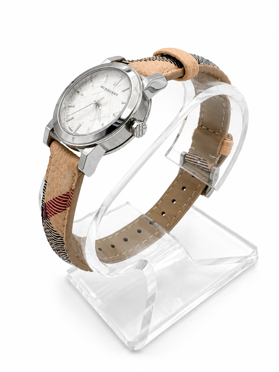 Burberry BU9222 The City Haymarket Check Silver Dial 26mm Quartz Watch –