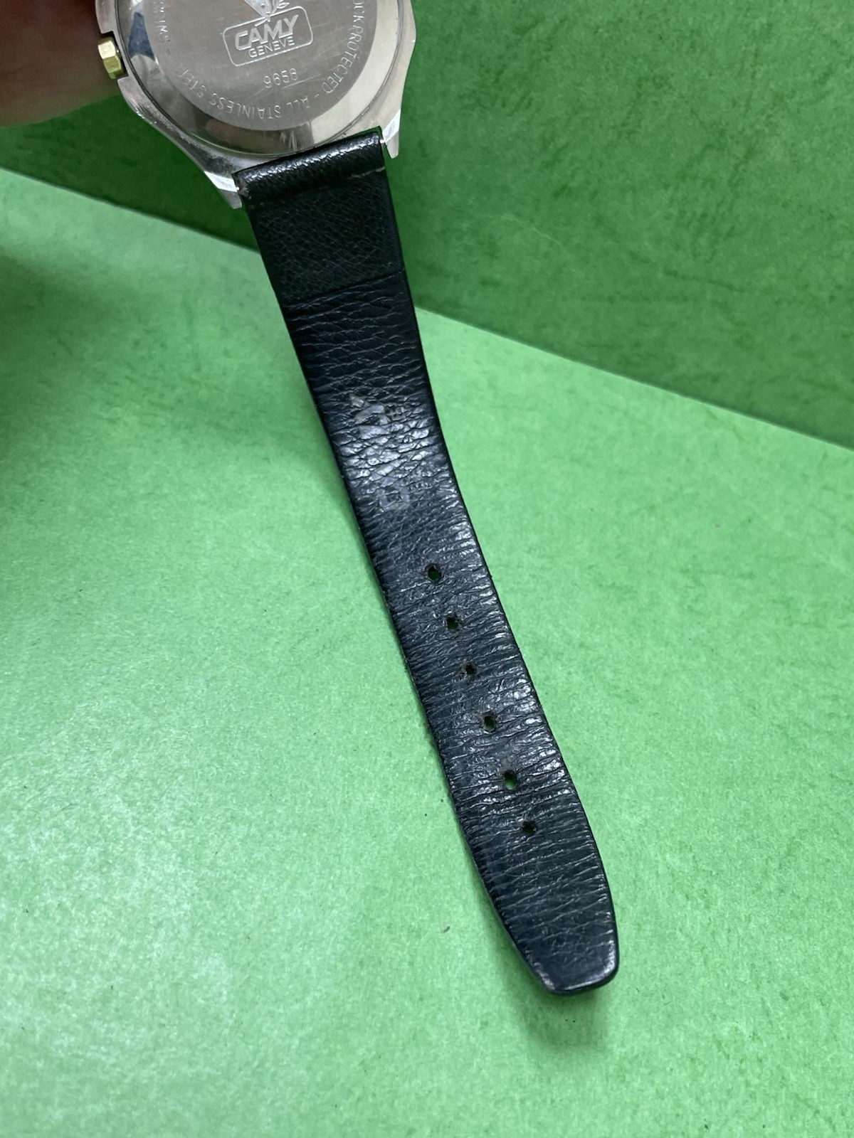 SWISS Cyma President Saddam Hussein Iraq Watch Men Black Dial SS Gold P R2