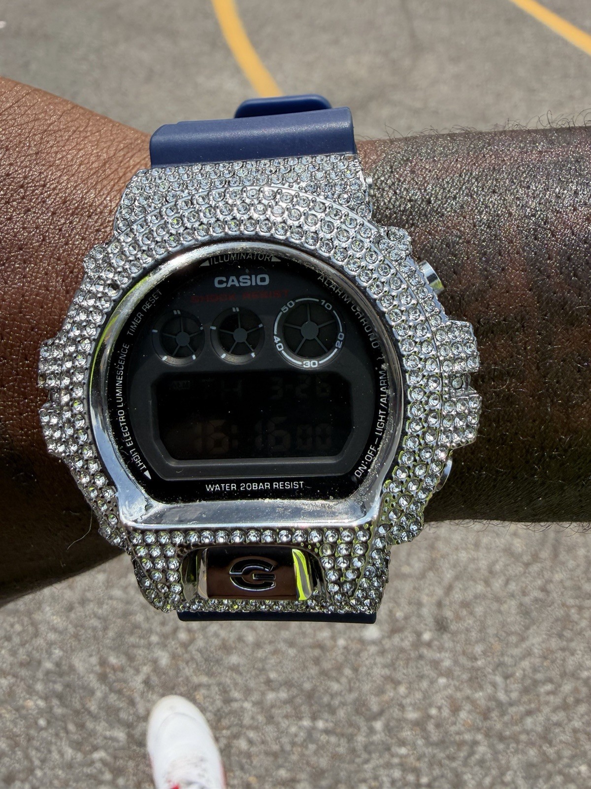 Casio G-SHOCK Digital Quartz Watch Blue Resin Band 200m Alarm Chrono Custom