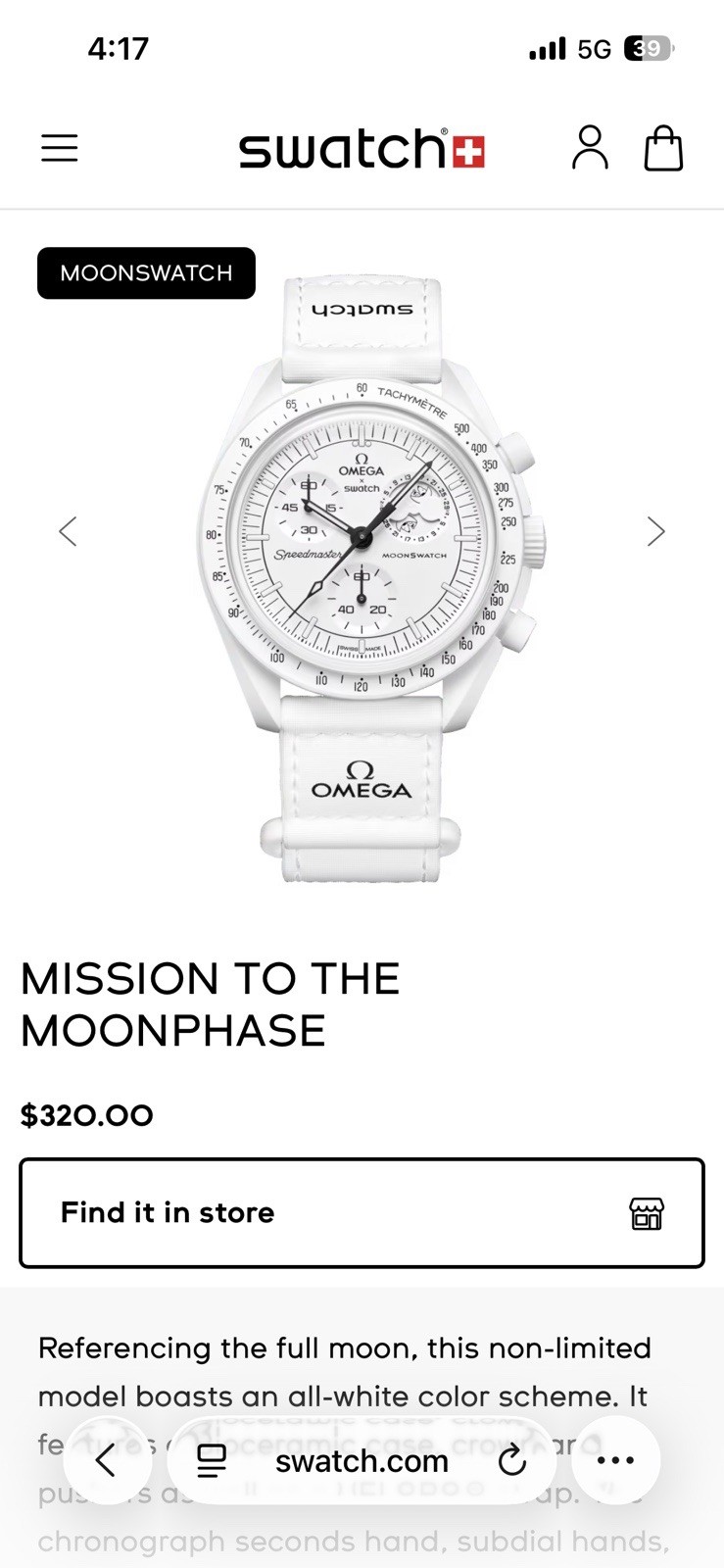 Swatch OMEGA x Swatch MoonSwatch Mission to the Moonphase Full Moon White 42mm