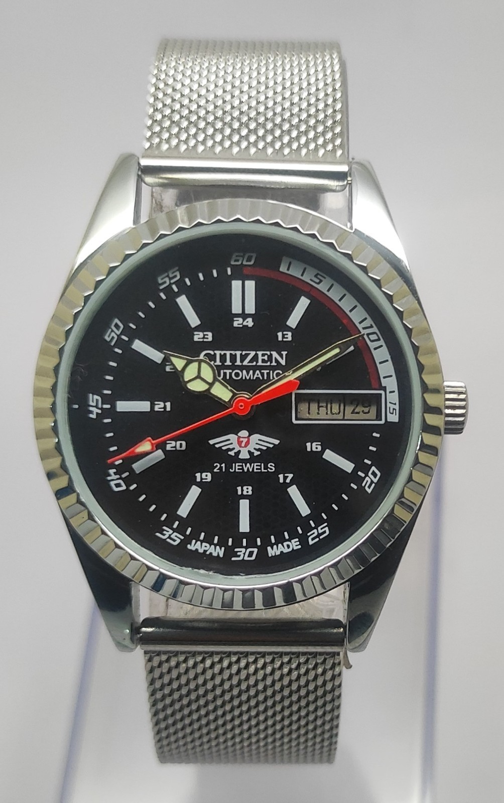 Refurbished Automatic Men’s Watch Day Date | Classic Vintage Style Steel Strap