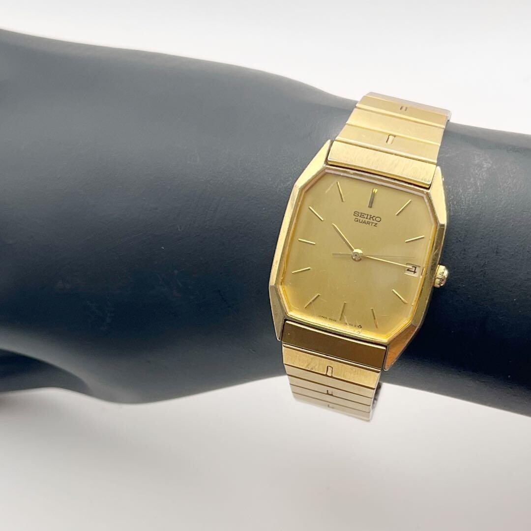 SEIKO Men’s Vintage Octagon Gold Quartz Date Dress Watch 6532-5310 1986