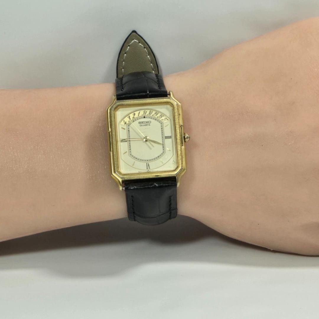 Seiko Arc Date 7432-5A00 Quartz Gold Dial 27.2mm Wrist 19cm Used