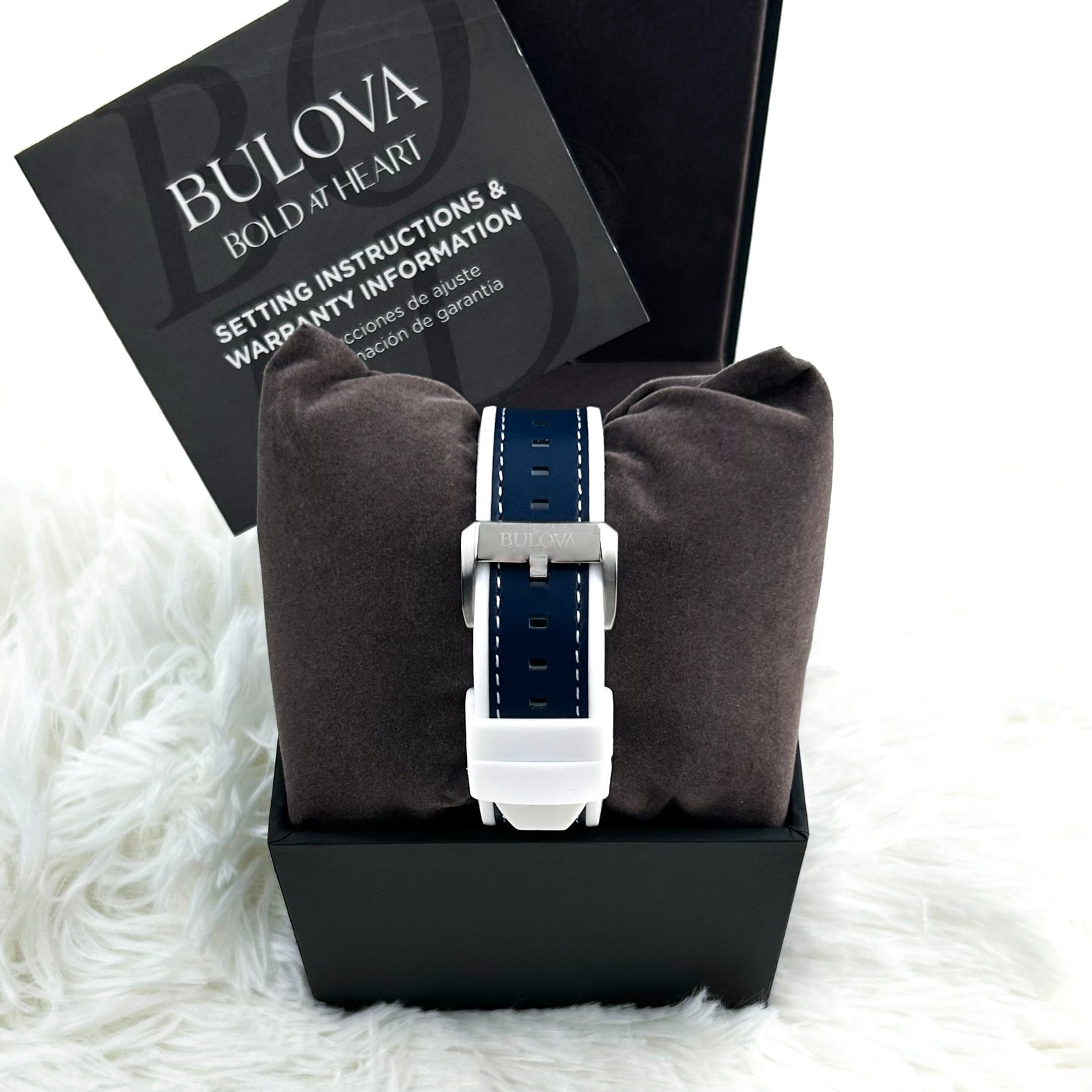 BULOVA 96B287 Marine Star Blue Dial Silicone Strap Men’s Chronograph Watch 43 mm