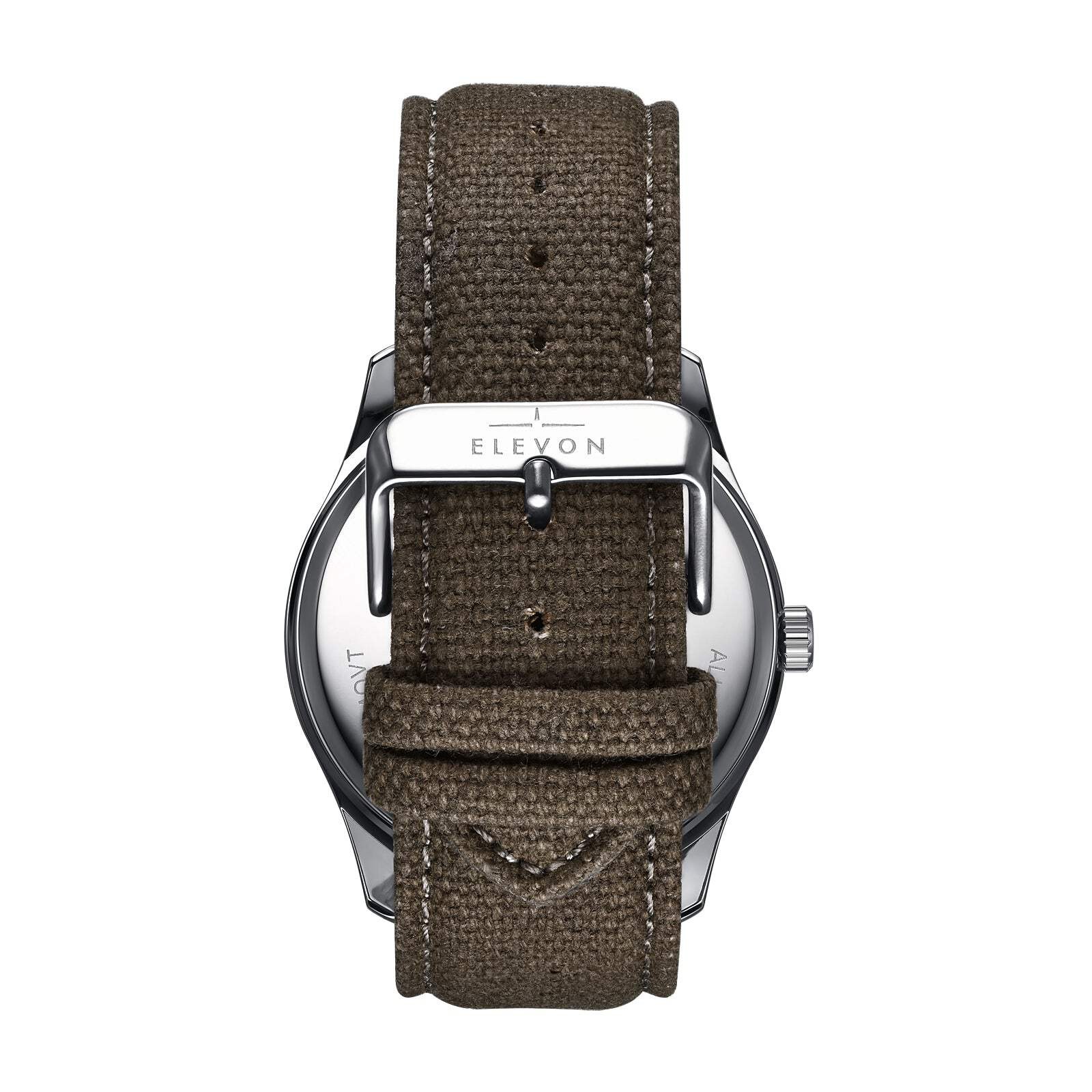 Crosswind Canvas-Overlaid Leather-Band Watch w/ Date Black/Olive | Black Dial Wr