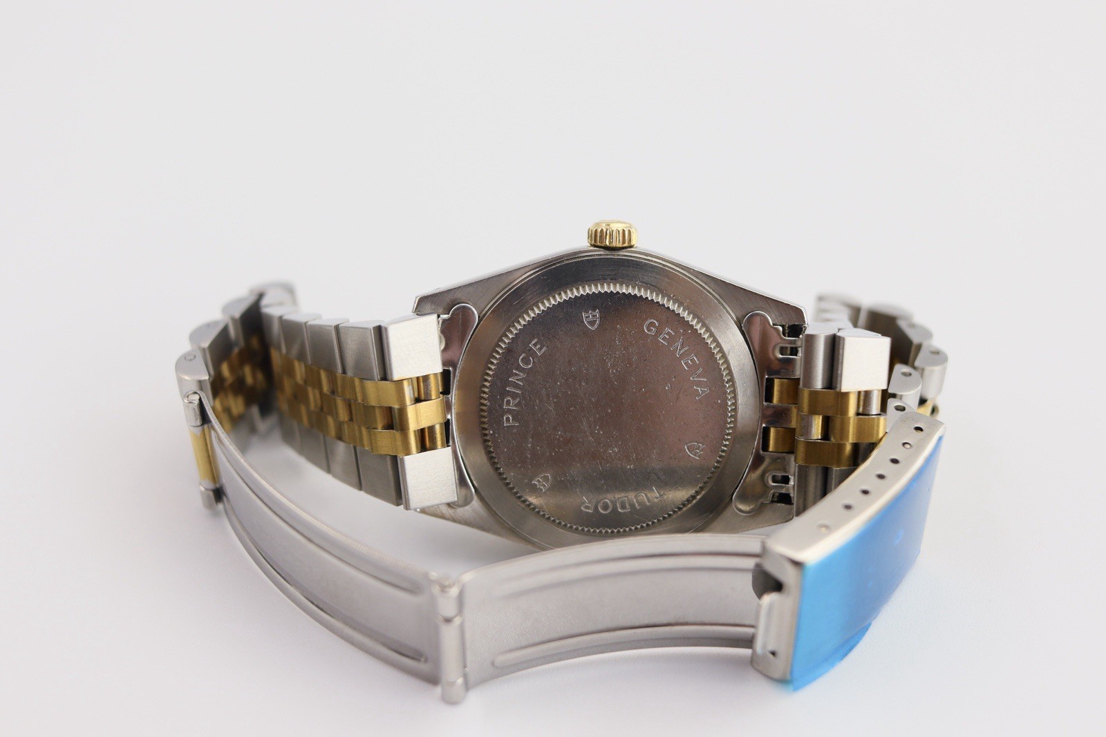 Tudor Rolex Prince Date 74033 Gold Linen Dial 18K Crown Jubilee Watch Vintage