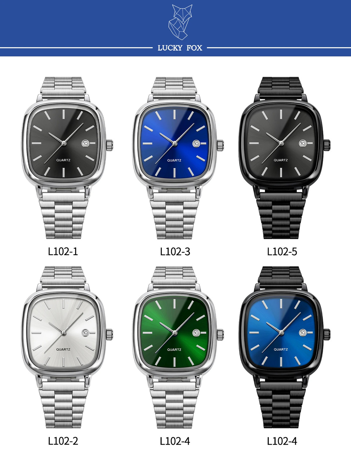 Modern minimalist square watch Business mens metal watch stainless