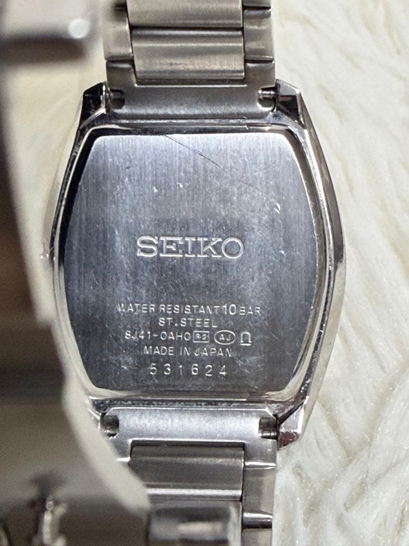 SEIKO Dolce 8J41-0AH0 Quartz Mens Watch Silver Rectangular Japan