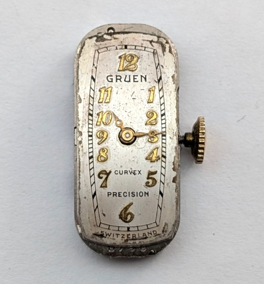 GRUEN Precision Curvex Conoruma 17j Vintage 10mm Watch Movement PARTS or REPAIR