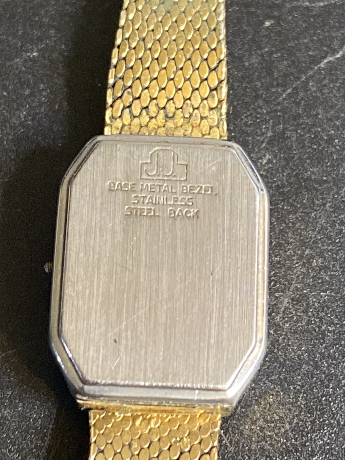 Jules Jurgensen Watch Women 14mm Black Dial Gold Tone Octagon (Parts Only)
