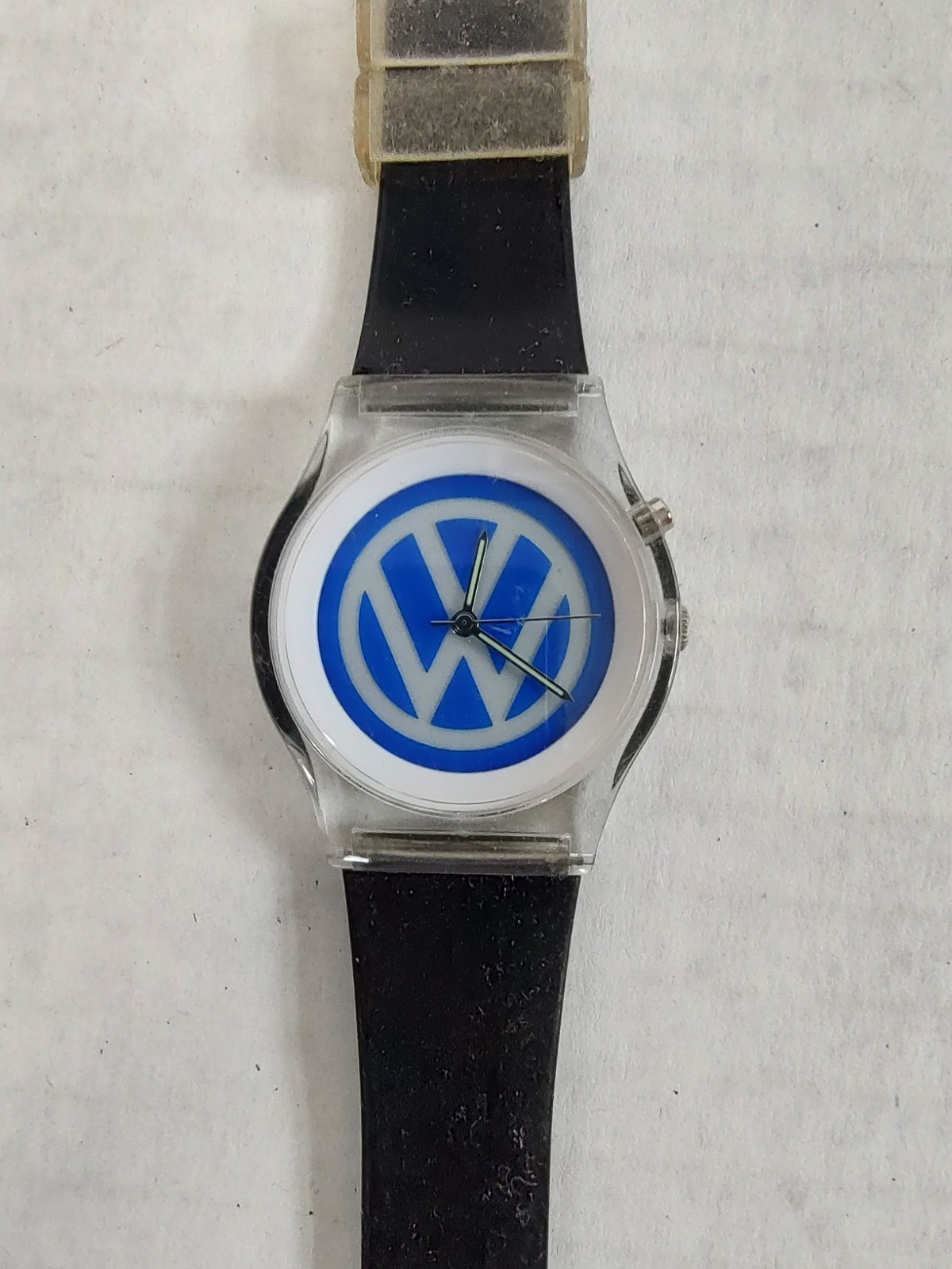 Volkswagen VW Watch Sweda Rubber Wrist Band Plastic Non Working Selling AS IS